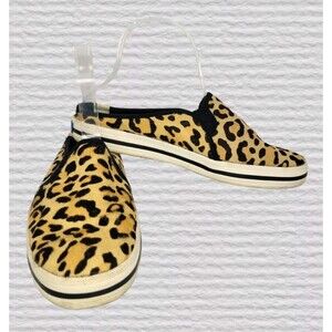 Keds x Kate Spade Women 8 Double Decker Calf Hair Leopard Print Slip On Sneakers